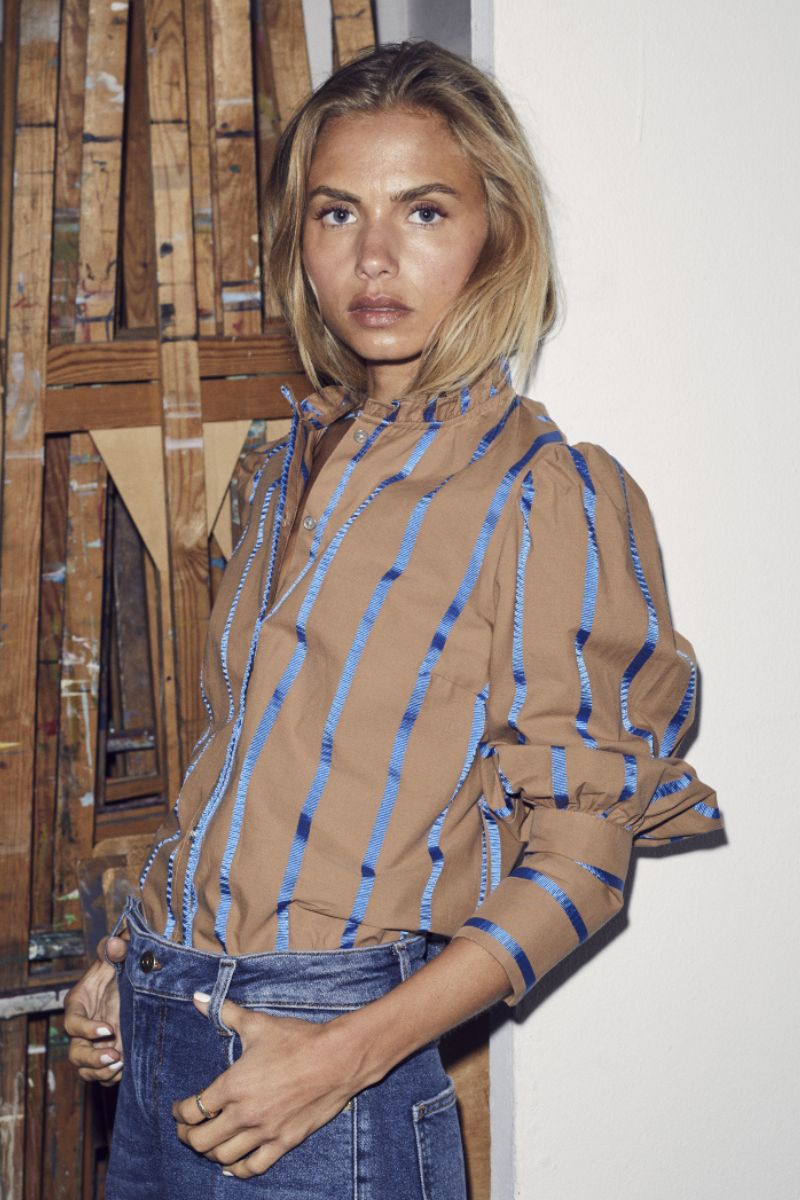 Cocouture - BonnieCC Flash Stripe Shirt - Toffee