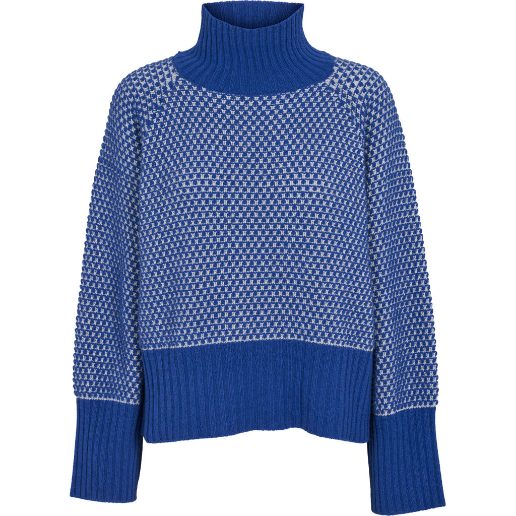 Basic Apparel - Line 2 farvet T-hals - Lysegrå Melange / Princess Blue