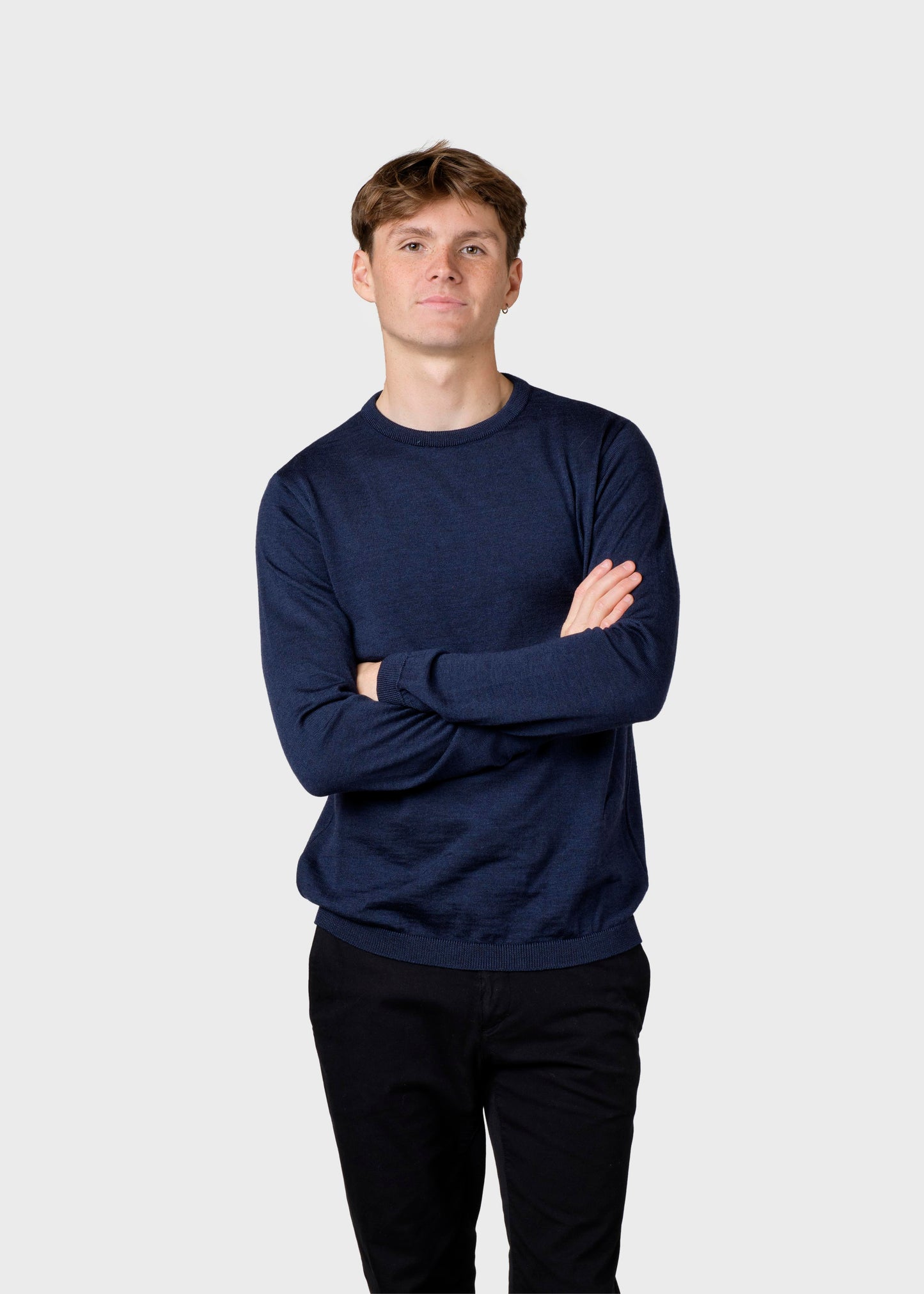 Klitmøller - Mens basic merino knit - Deep blue