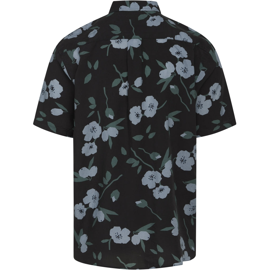 Klitmøller - Quentin Shirt - Black Bottom/Moss Green/Sky Blue Flowers