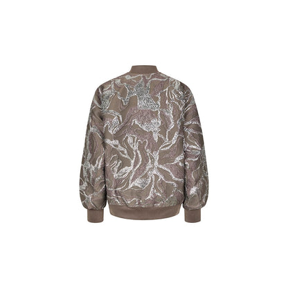 Stine Goya - Volominous Bomber Jacket, 2269 Woven Jacquard - Abstract Foliage