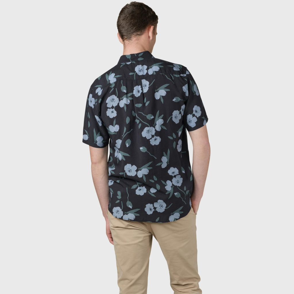 Klitmøller - Quentin Shirt - Black Bottom/Moss Green/Sky Blue Flowers