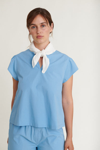 Basic Apparel - Silje SS Top - Blissful Blue