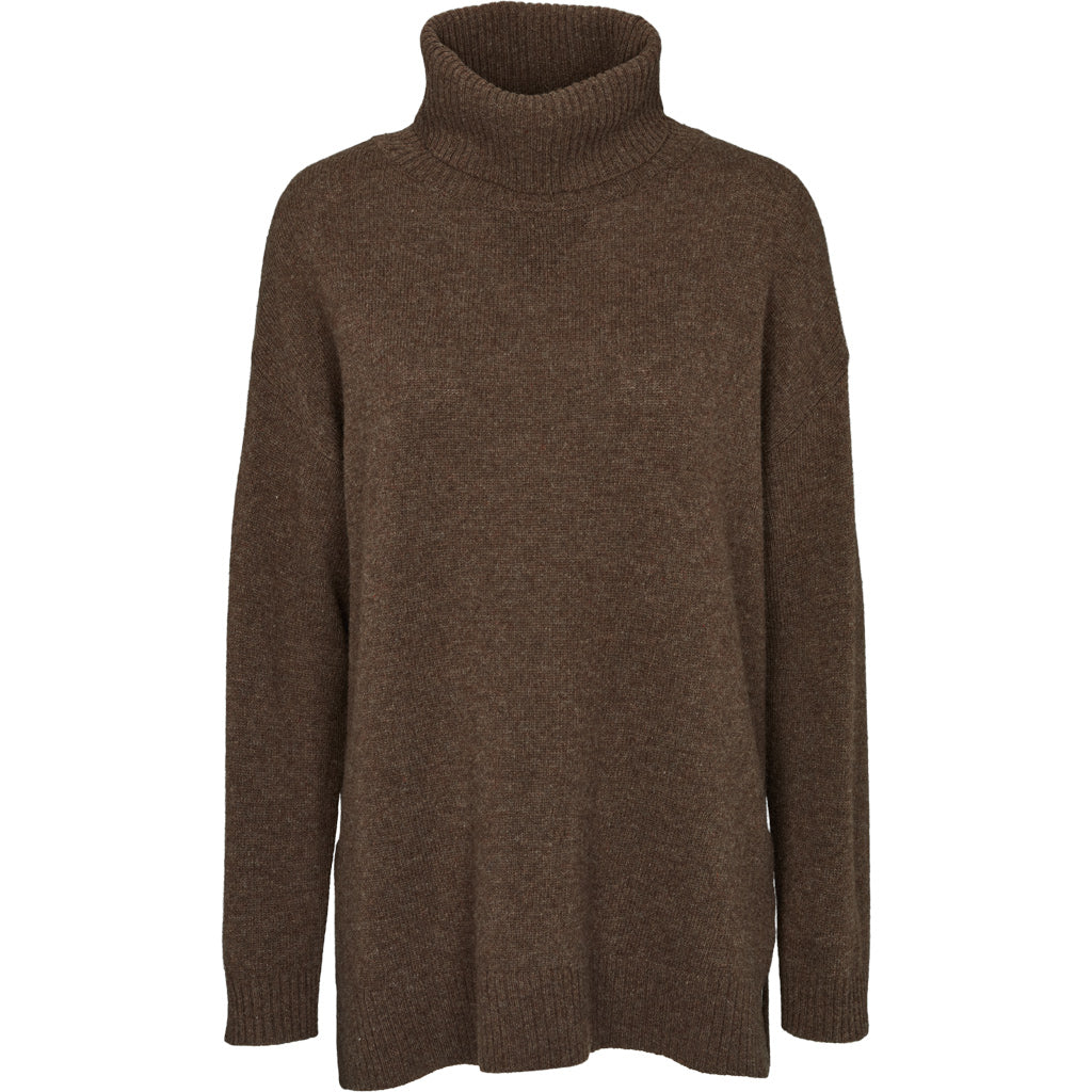 Basic Apparel - Line T-neck - Brown Mel.