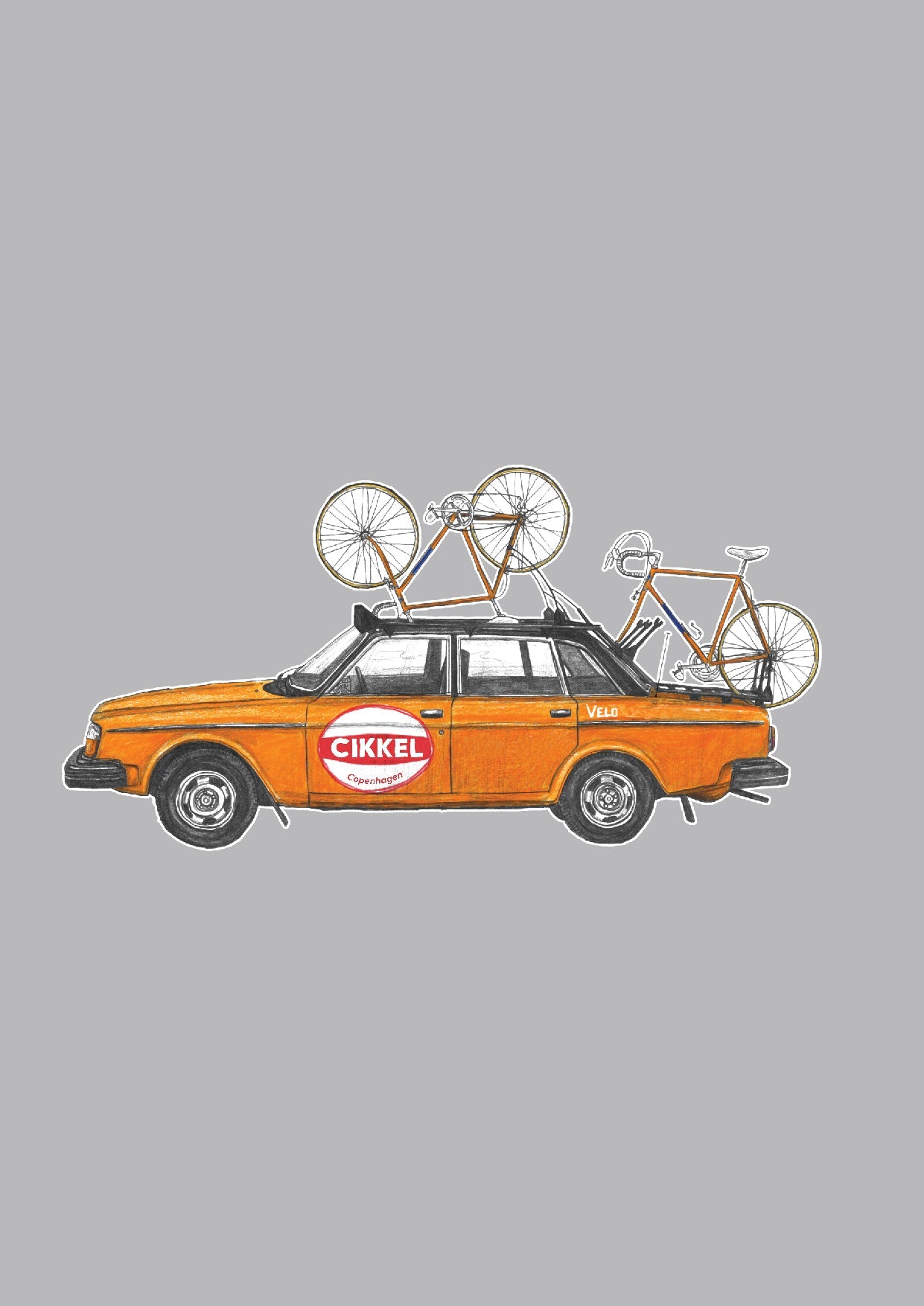 Cikkel Copenhagen - Orange 1975 Cycling Team Car - T-Shirt