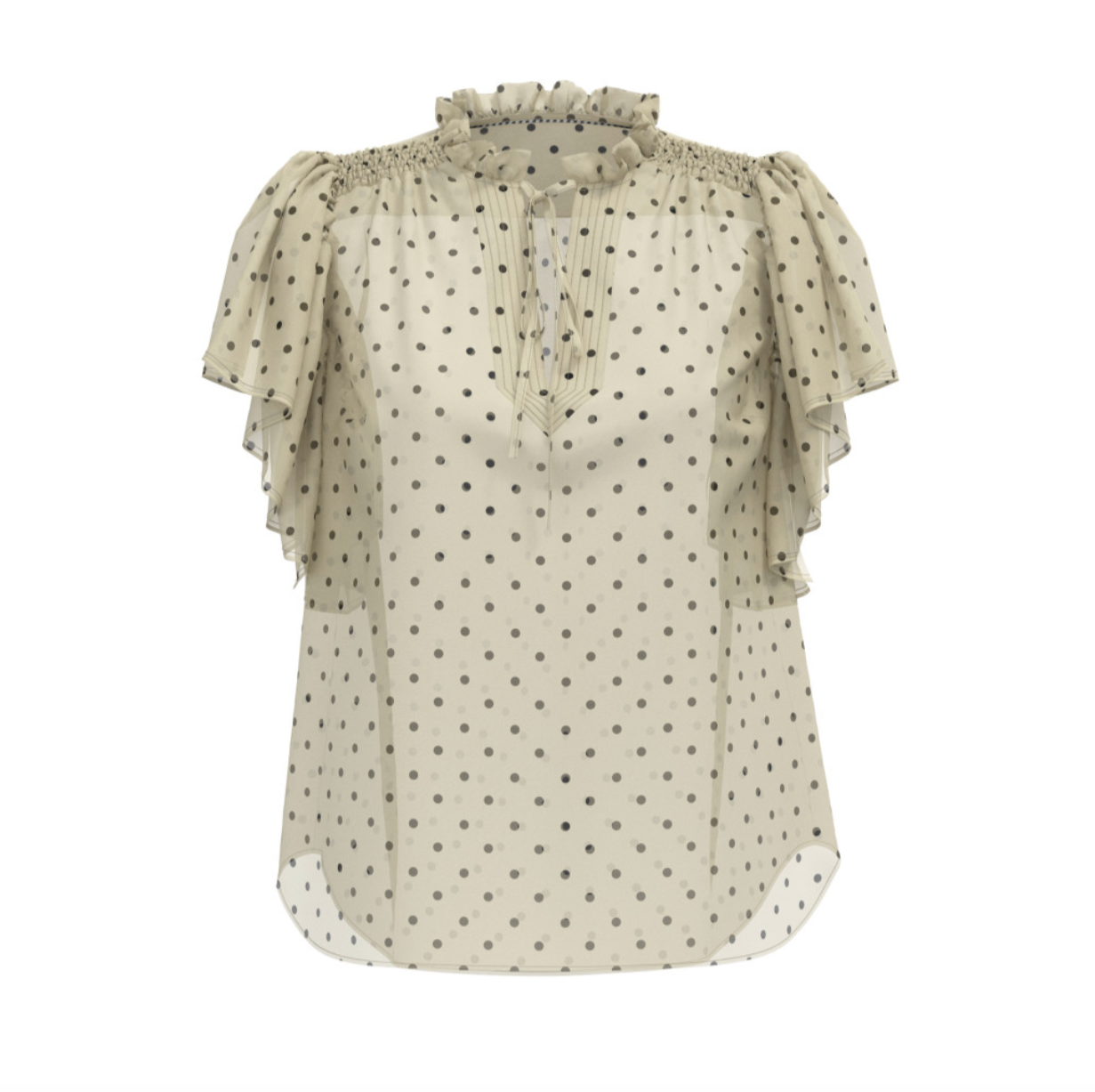 Cocouture - DionneCC Dot SS Frill Top - Off white